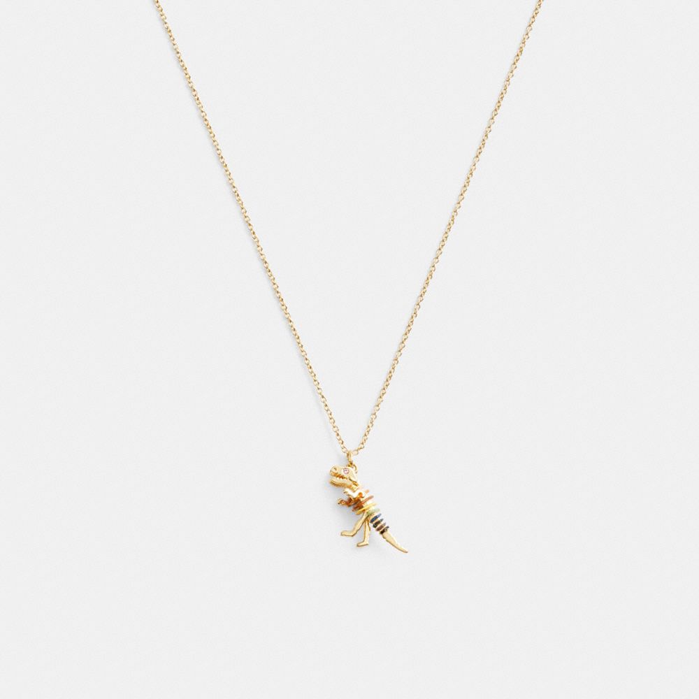 Gold Coach Skeletal Rexy Pendant Women Necklace | SG_CH66219