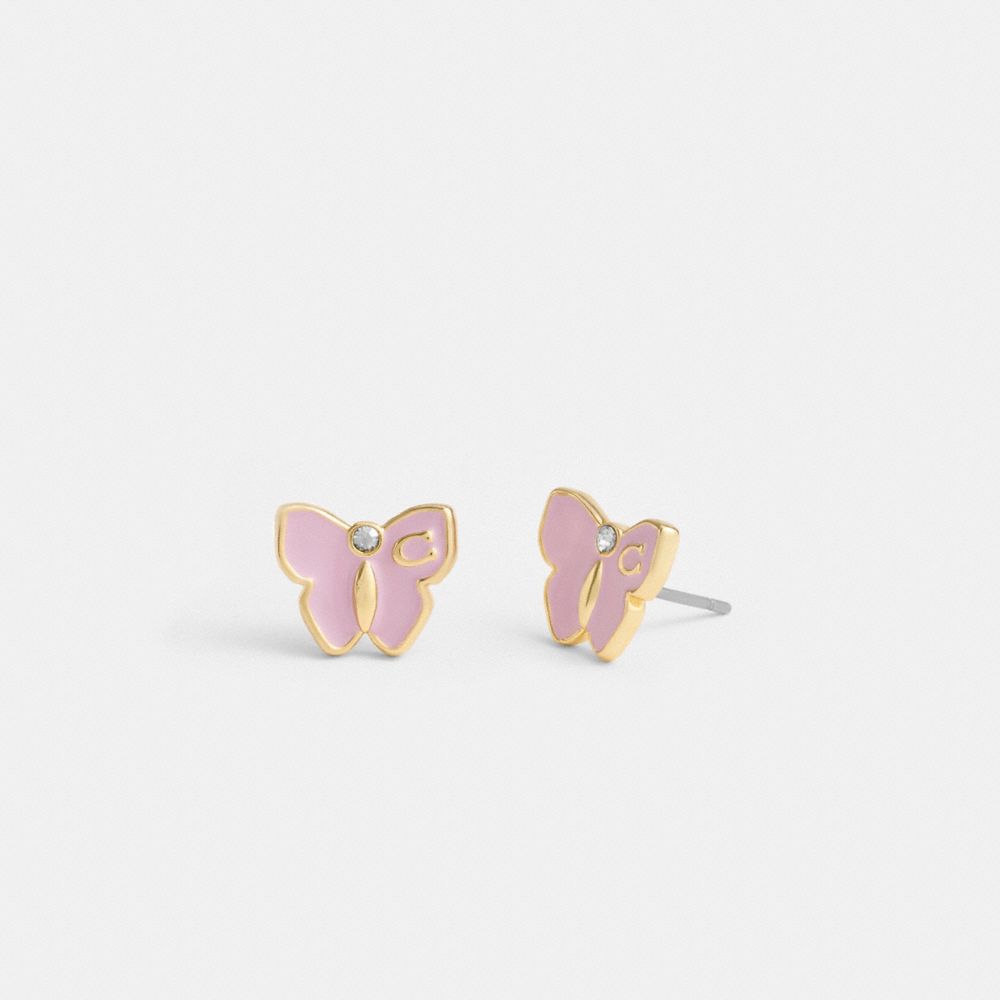 Gold / Purple Coach Garden Butterfly Stud Women Earrings | SG_CH52514