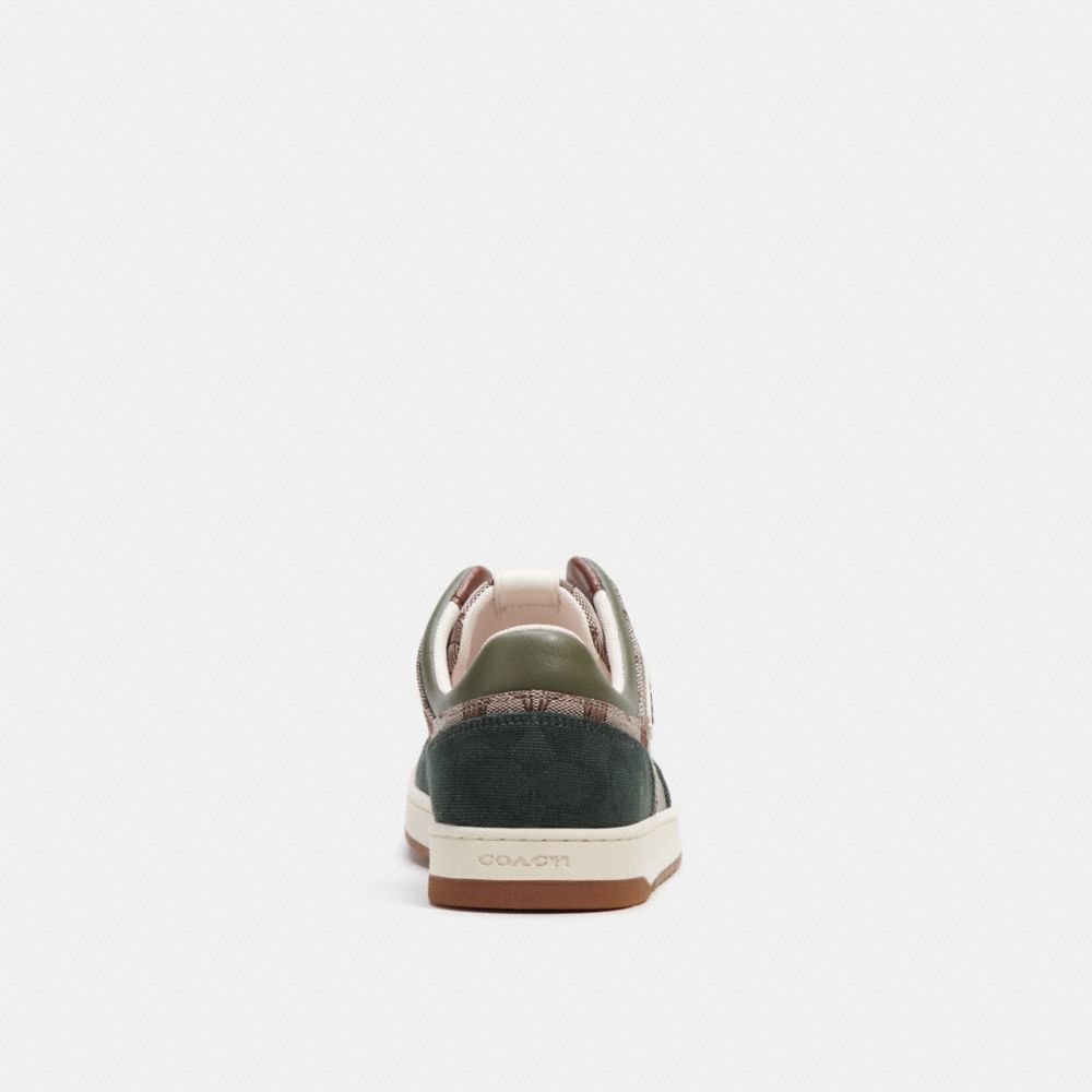 Green Coach C201 In Mixed Signature Fabric Oak Men Sneakers | SG_CH43187