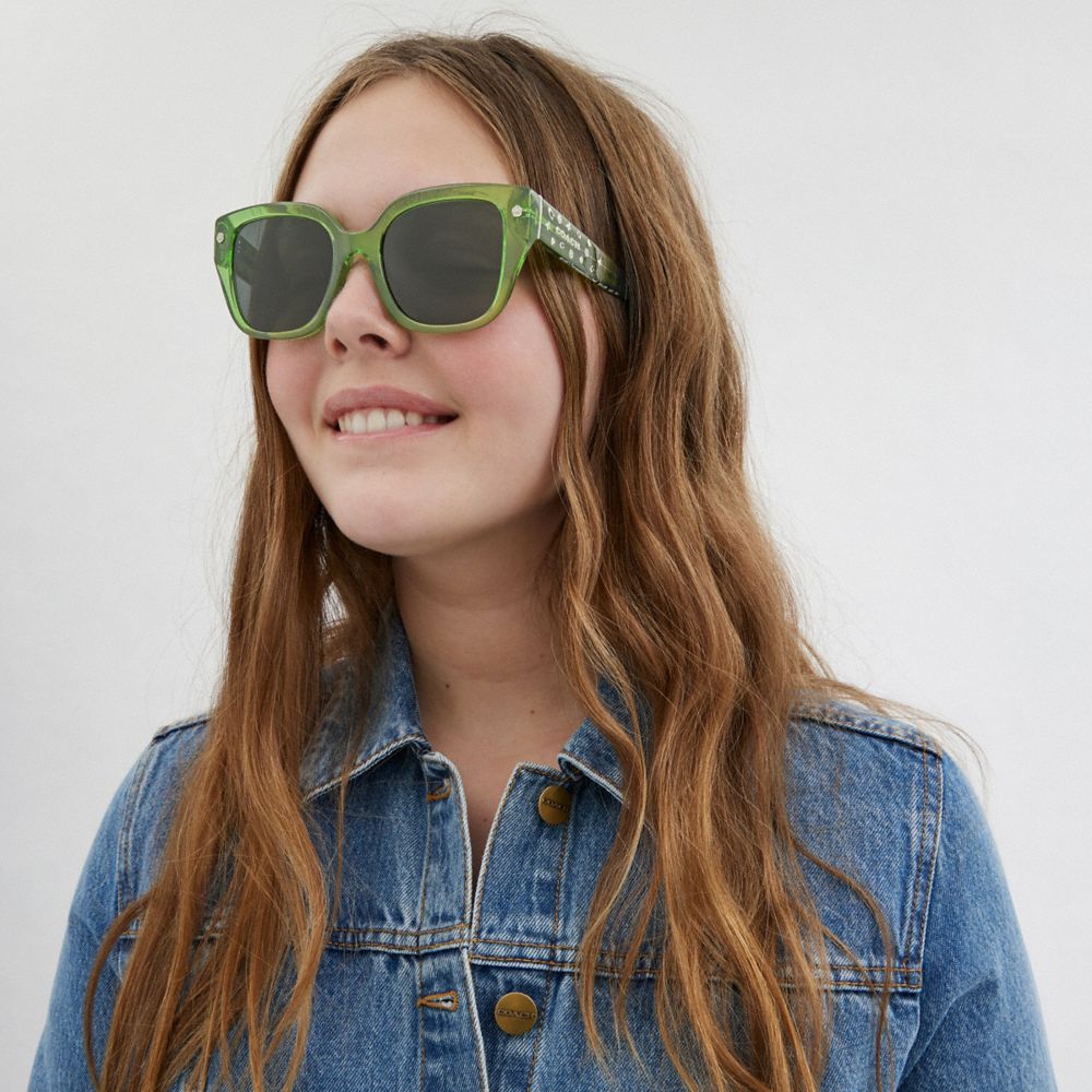 Green Coach Charms Oversized Square Women Sunglasses | SG_CH41178