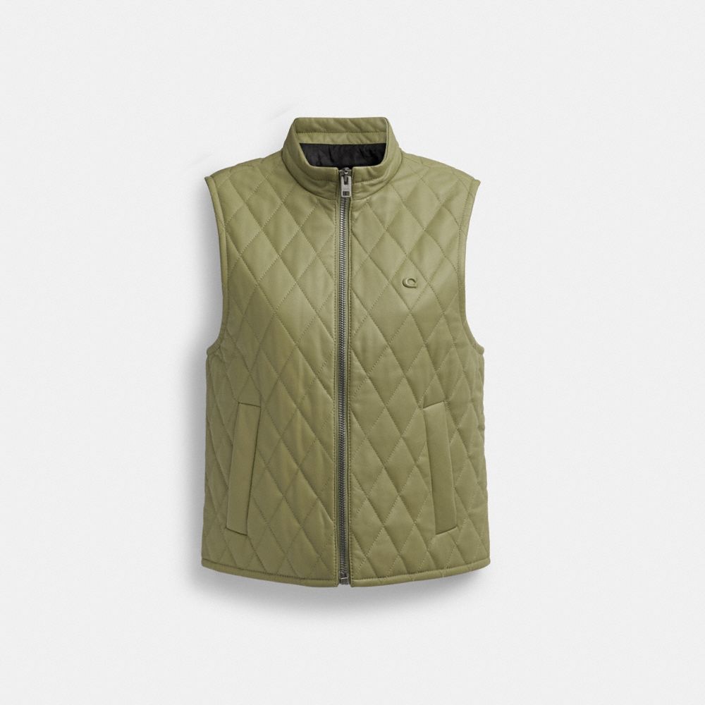 Green Coach Leather Quilted Women Jackets | SG_CH89339