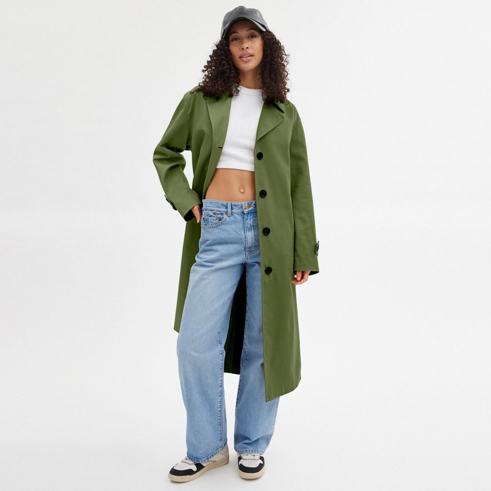 Green Coach Oversized Trench Women Jackets | SG_CH95105