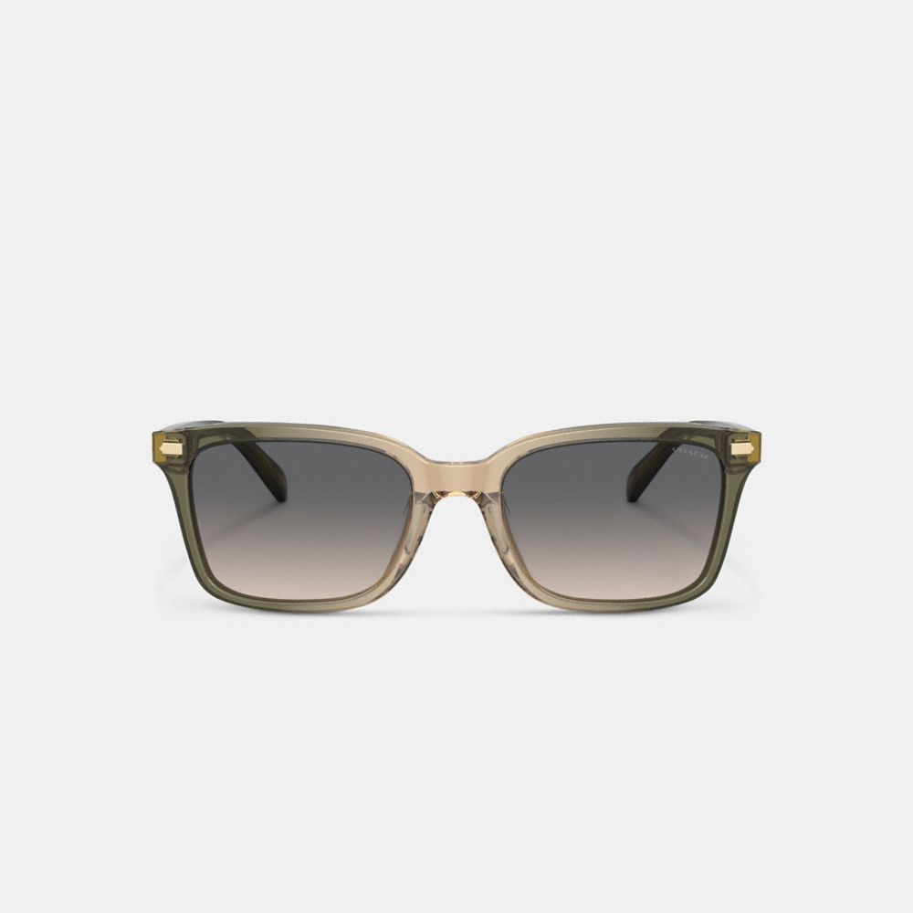 Green / Brown Coach Narrow Square Men Sunglasses | SG_CH60439