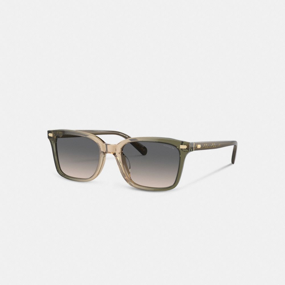 Green / Brown Coach Narrow Square Men Sunglasses | SG_CH60439