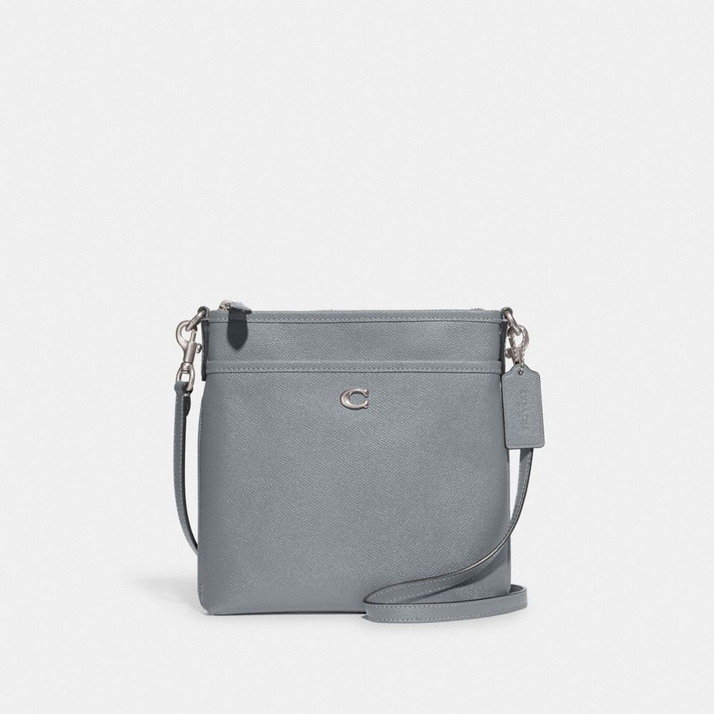 Grey Blue Coach Kitt Messenger Crossgrain Leather Women Crossbody Bags | SG_CH39872