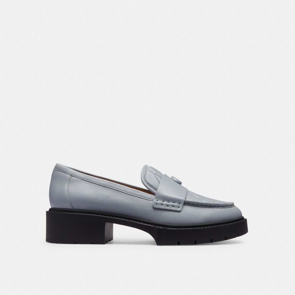 Grey Blue Coach Leah With Quilting Leather Women Loafers | SG_CH59952