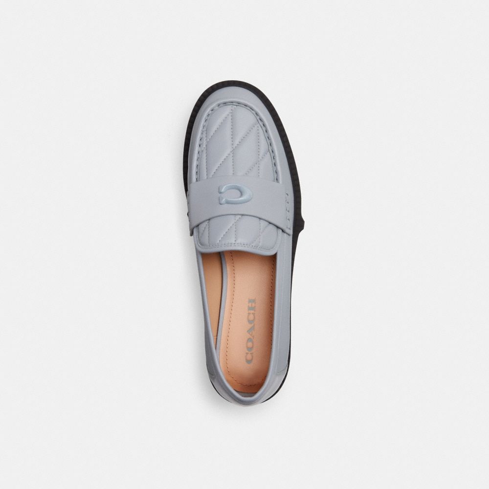 Grey Blue Coach Leah With Quilting Leather Women Loafers | SG_CH59952