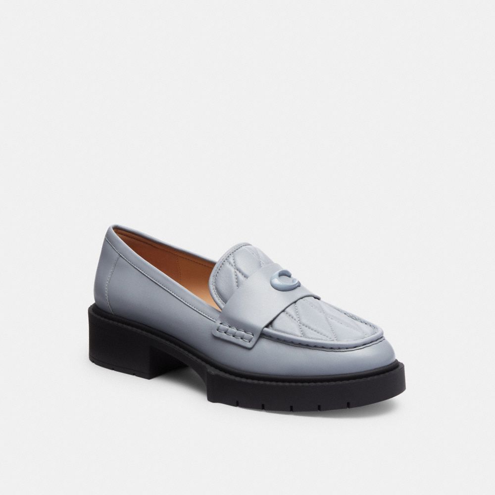 Grey Blue Coach Leah With Quilting Leather Women Loafers | SG_CH59952