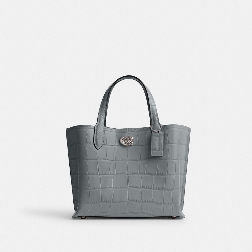 Grey Blue Coach Willow 24 Embossed Crocodile Women Tote Bag | SG_CH43935