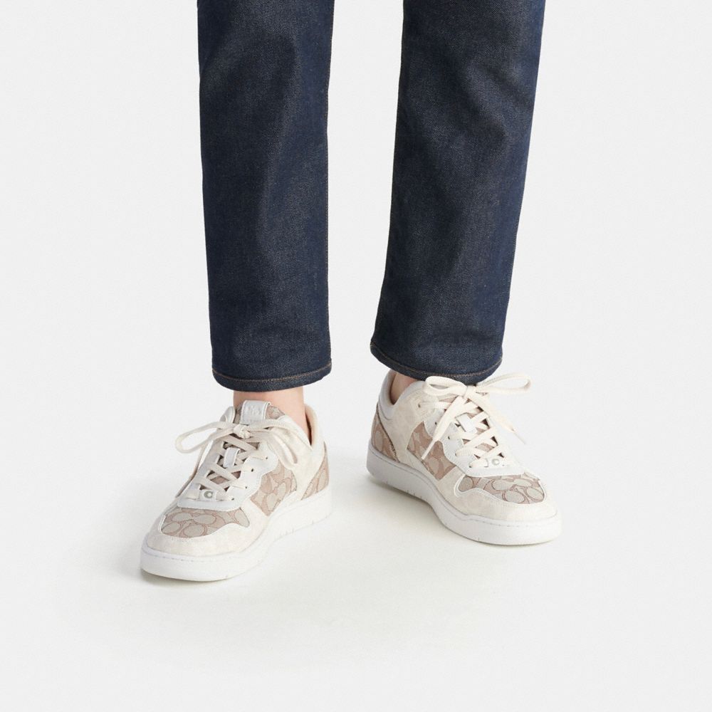 Grey Coach C201 In Signature Jacquard Chalk Men Sneakers | SG_CH43852