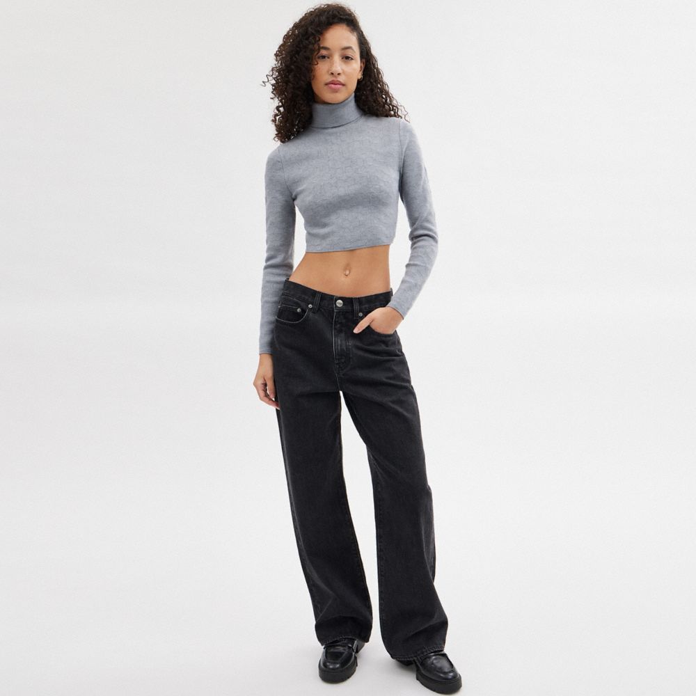 Grey Coach Signature Cropped Turtleneck Heather Women Tops | SG_CH81195