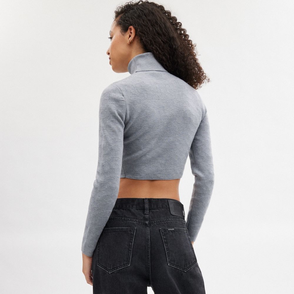 Grey Coach Signature Cropped Turtleneck Heather Women Tops | SG_CH81195