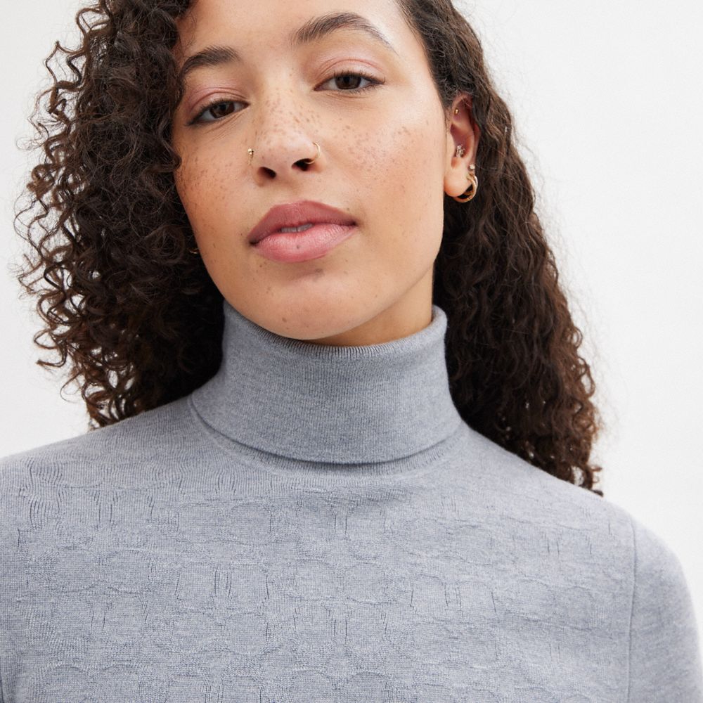 Grey Coach Signature Cropped Turtleneck Heather Women Tops | SG_CH81195