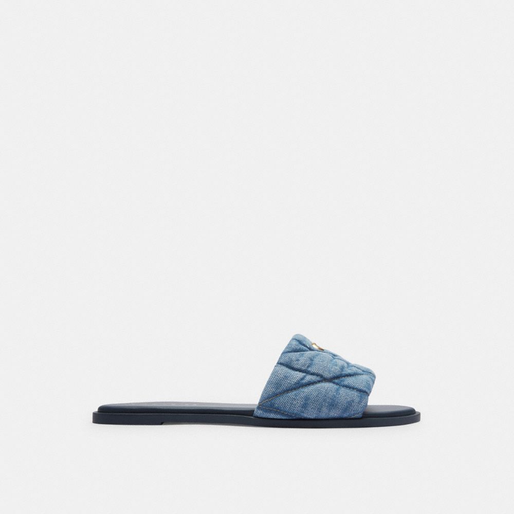 Indigo Blue Coach Holly With Quilting Indigo Denim Women Sandals | SG_CH30719