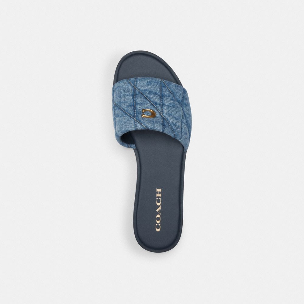 Indigo Blue Coach Holly With Quilting Indigo Denim Women Sandals | SG_CH30719