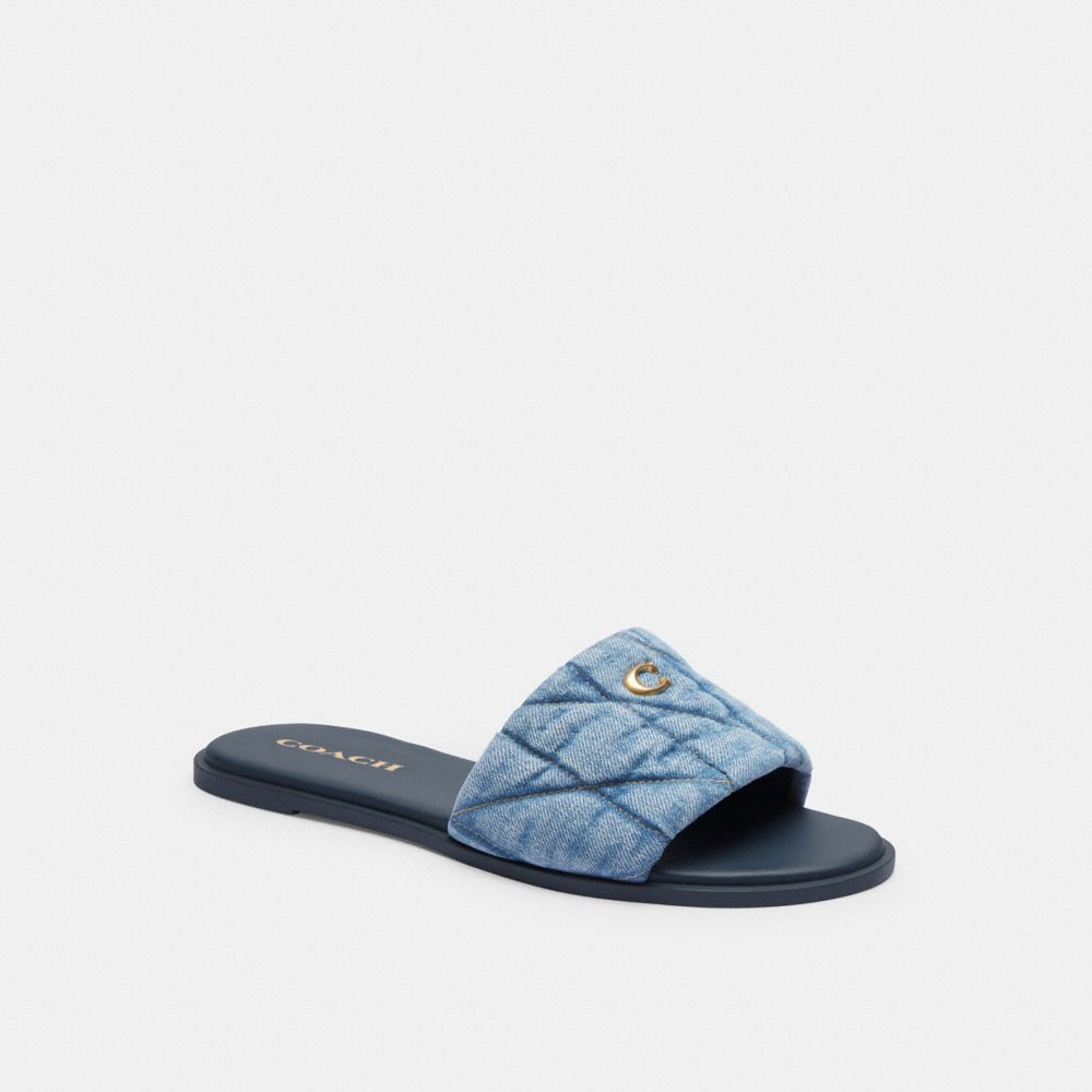 Indigo Blue Coach Holly With Quilting Indigo Denim Women Sandals | SG_CH30719