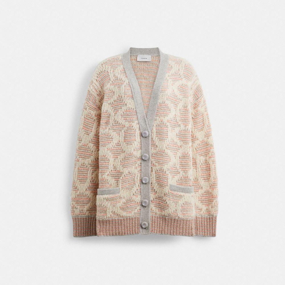 Light Pink Coach Long Signature Women Cardigan | SG_CH13298