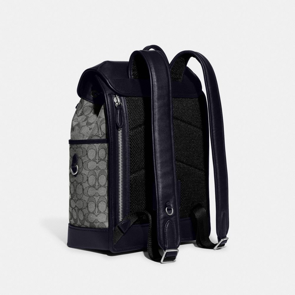 Navy Coach League Flap In Signature Jacquard Men Backpacks | SG_CH14409