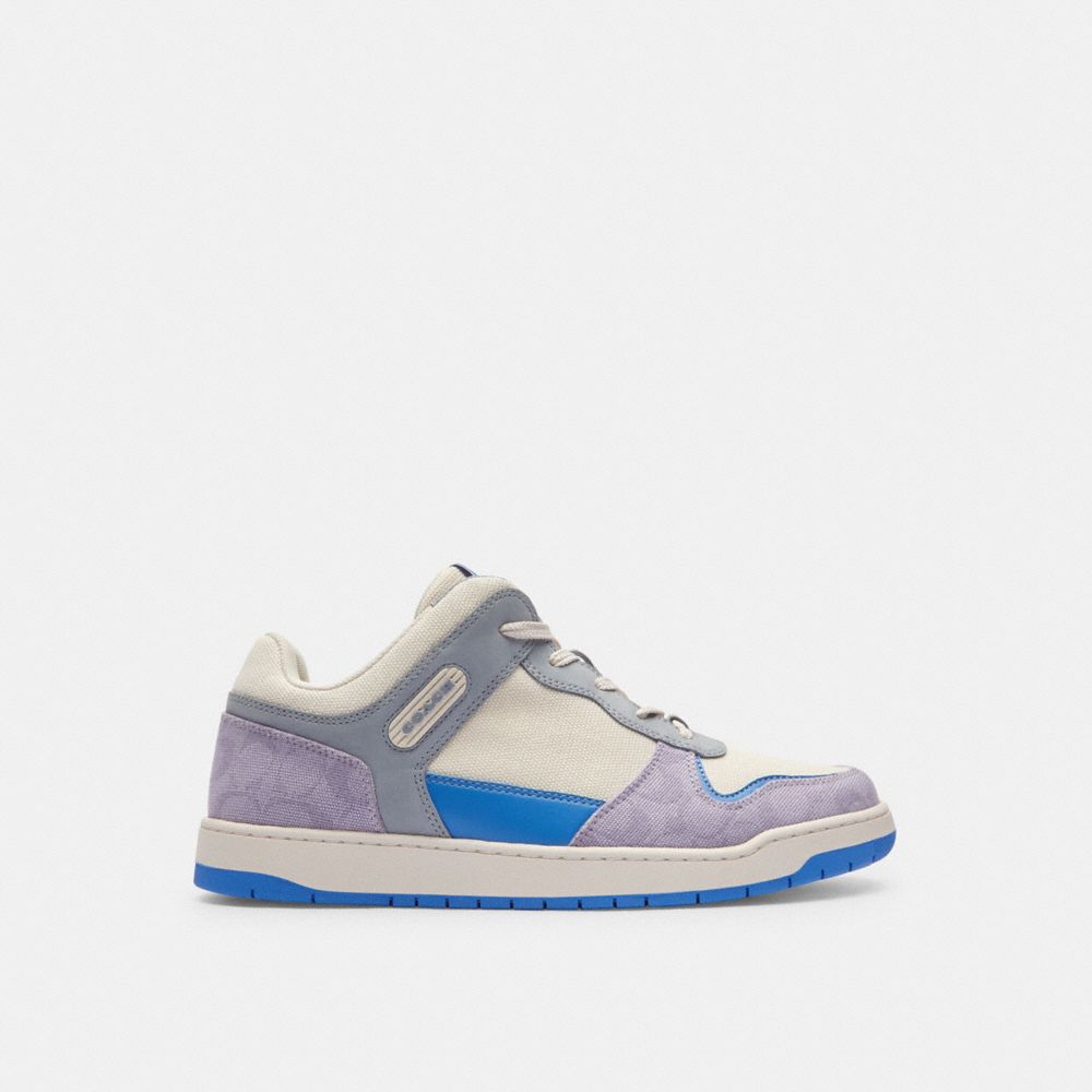 Purple Coach C201 In Signature Canvas Chalk Men Sneakers | SG_CH81162