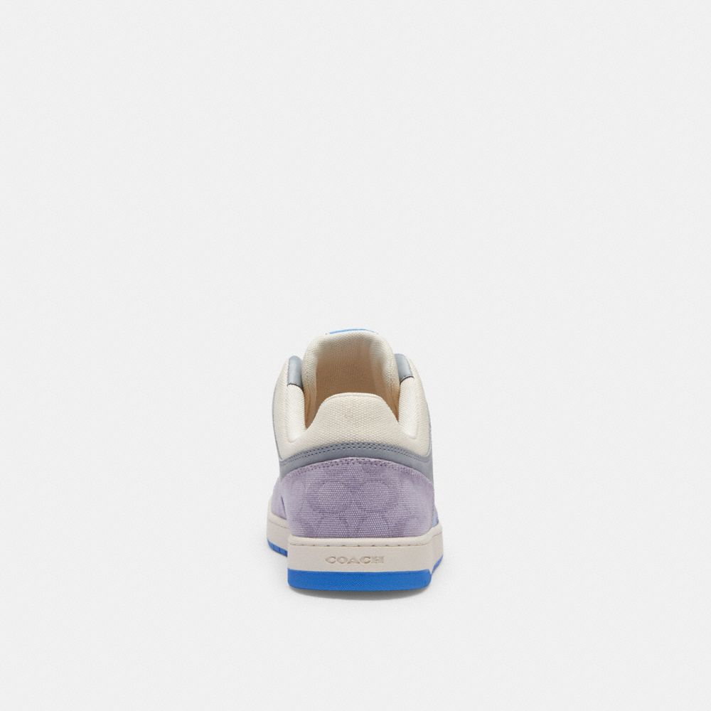 Purple Coach C201 In Signature Canvas Chalk Men Sneakers | SG_CH81162