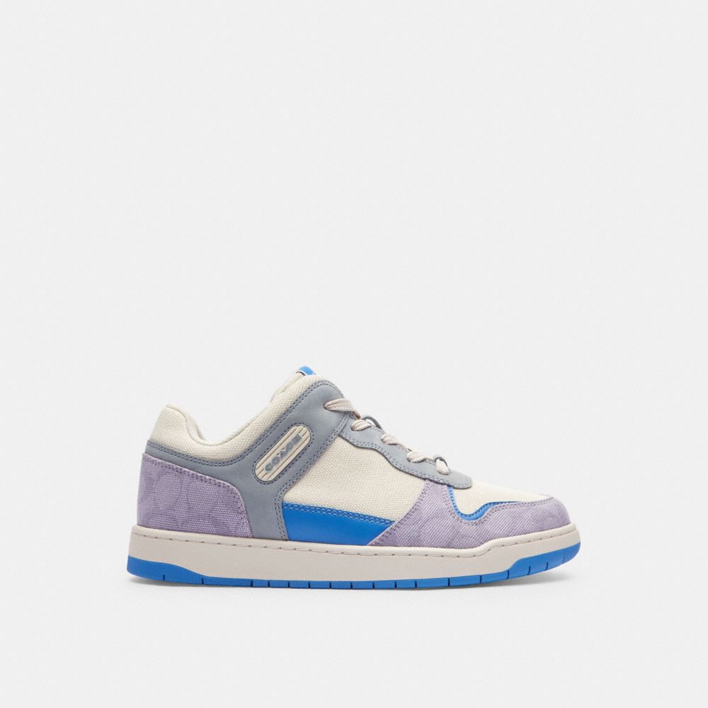 Purple Coach C201 Low Top In Signature Canvas Chalk Women Sneakers | SG_CH87847