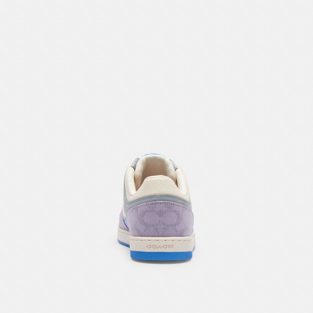 Purple Coach C201 Low Top In Signature Canvas Chalk Women Sneakers | SG_CH87847