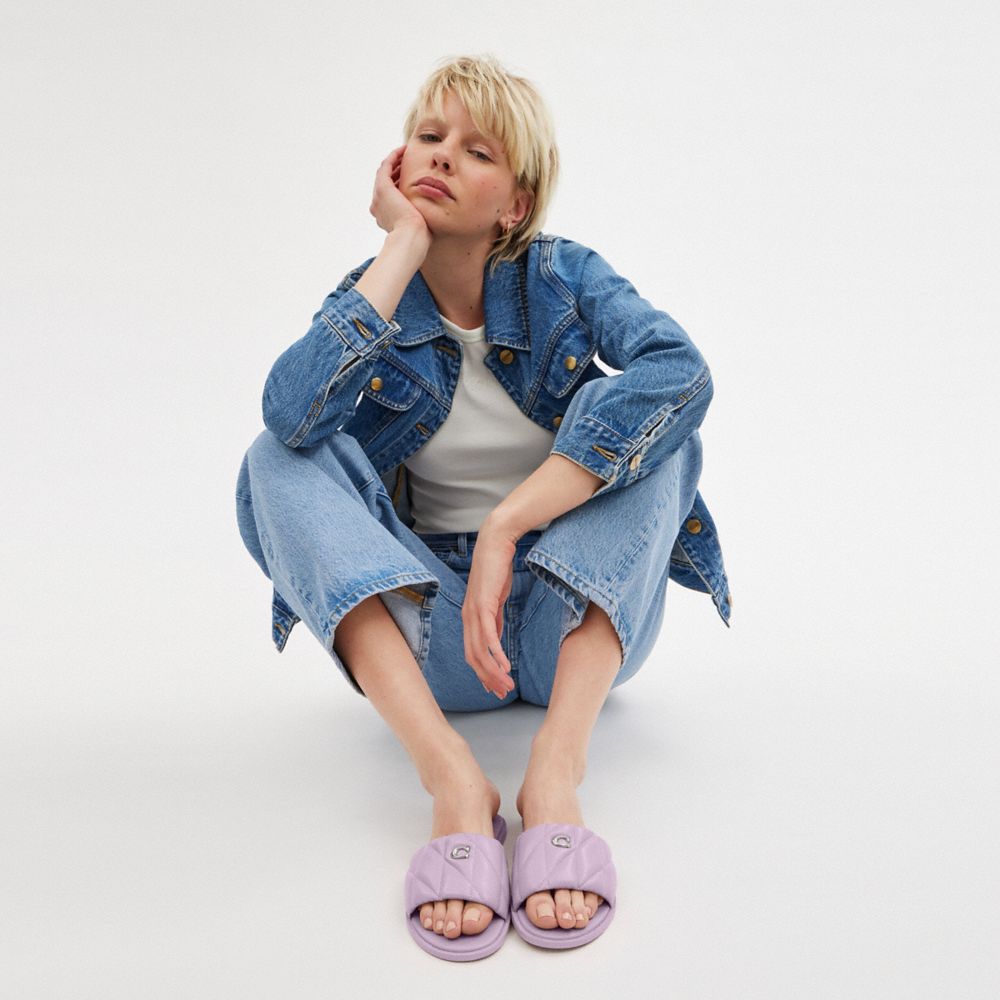 Purple Coach Holly With Quilting Soft Women Sandals | SG_CH86268