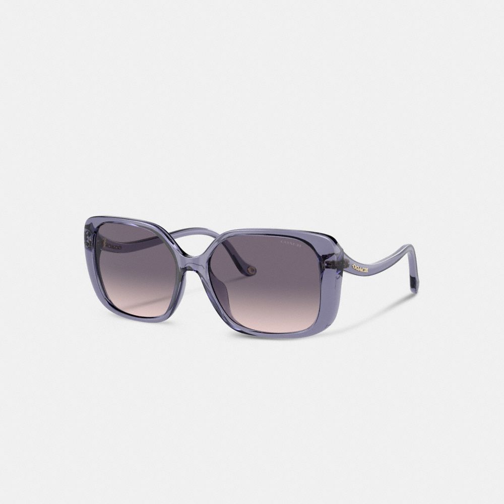 Purple Coach Swoop Temple Rectangle Transparent Women Sunglasses | SG_CH57022