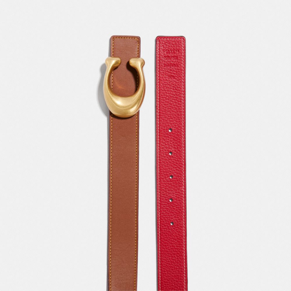 Red Coach C Hardware Reversible Belt 32 Mm Brass Women Belts | SG_CH16713