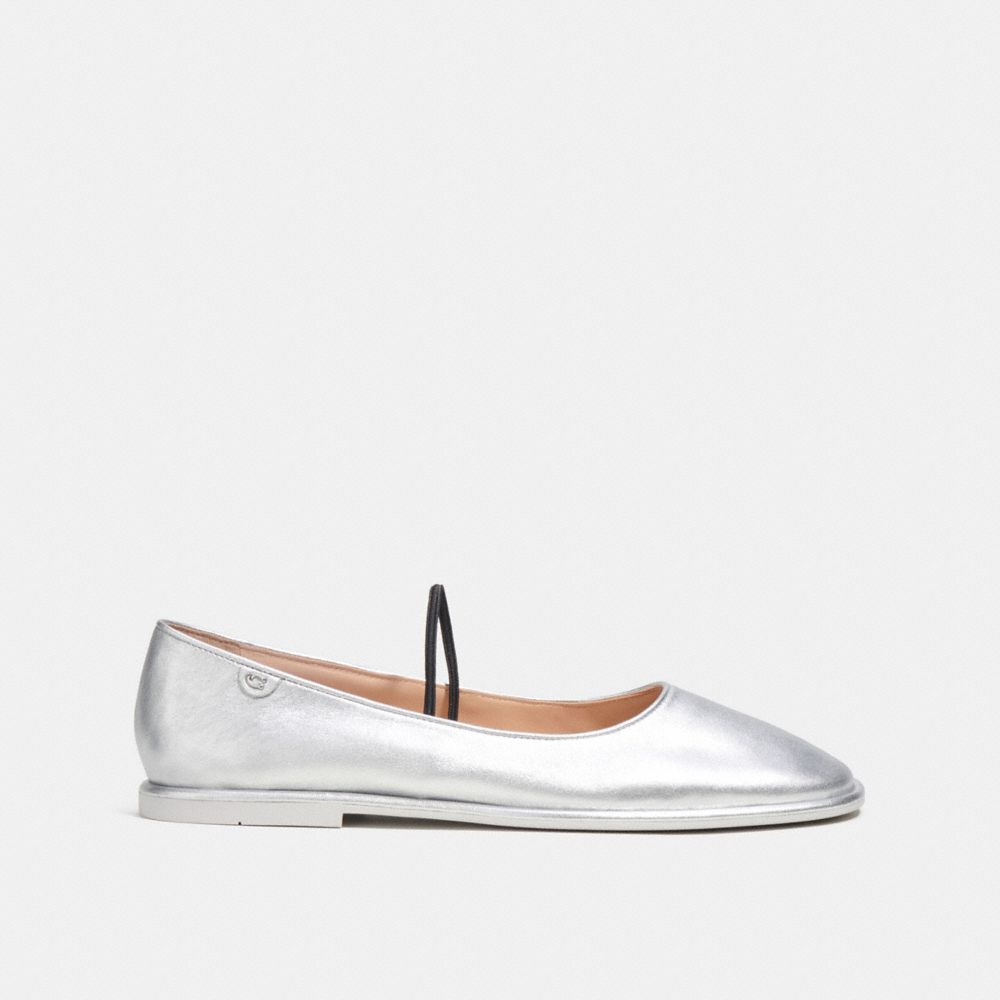 Silver Coach Emilia Mary Jane In Metallic Leather Women Loafers | SG_CH71346