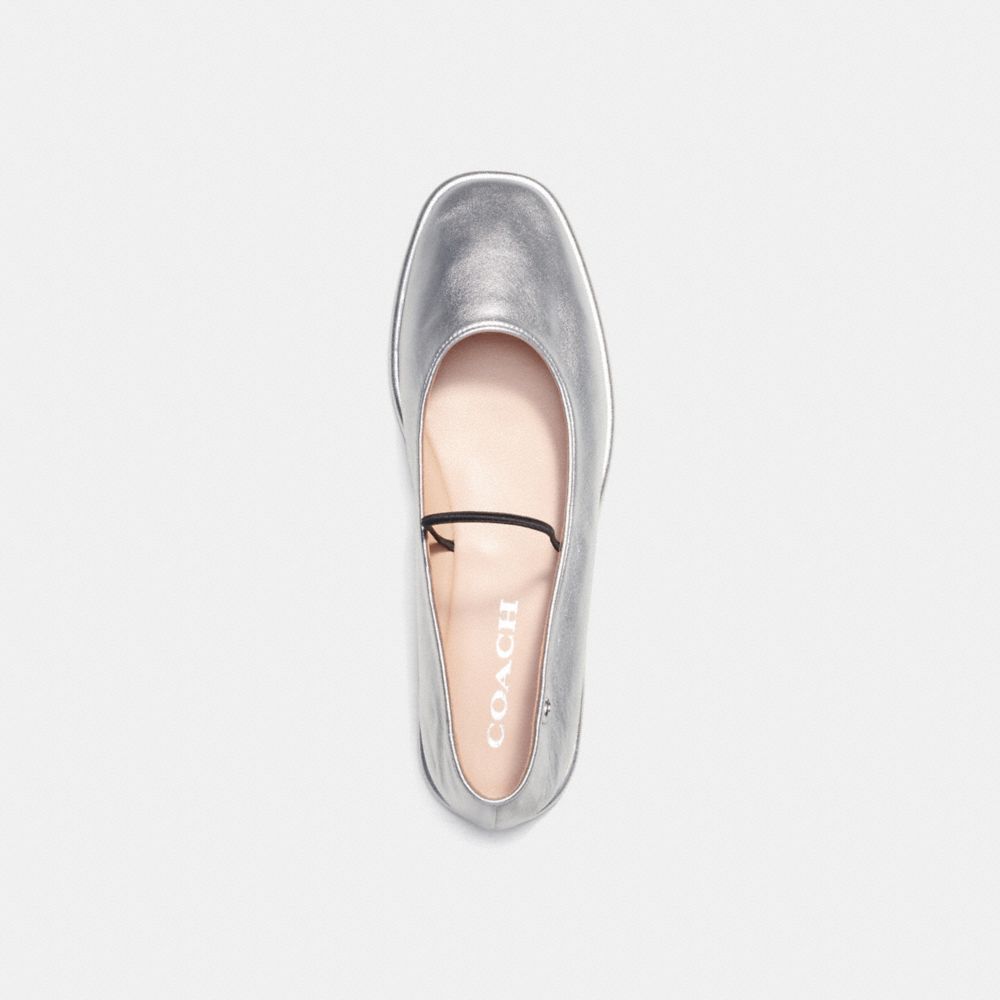 Silver Coach Emilia Mary Jane In Metallic Leather Women Loafers | SG_CH71346