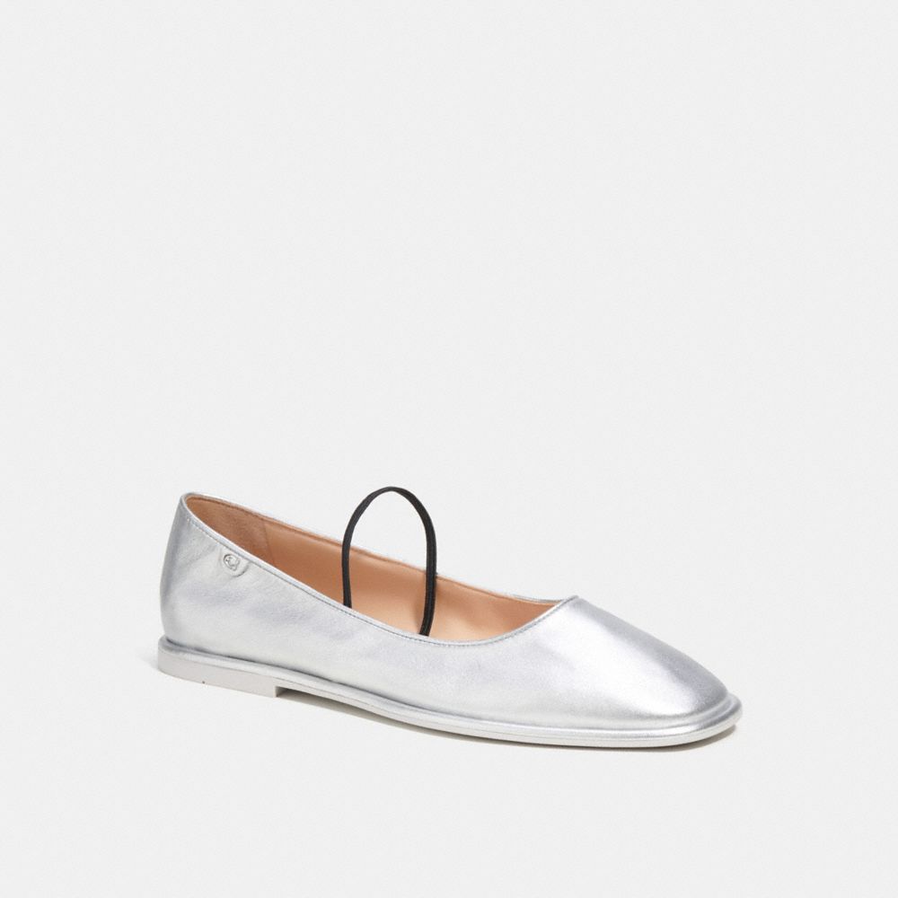 Silver Coach Emilia Mary Jane In Metallic Leather Women Loafers | SG_CH71346