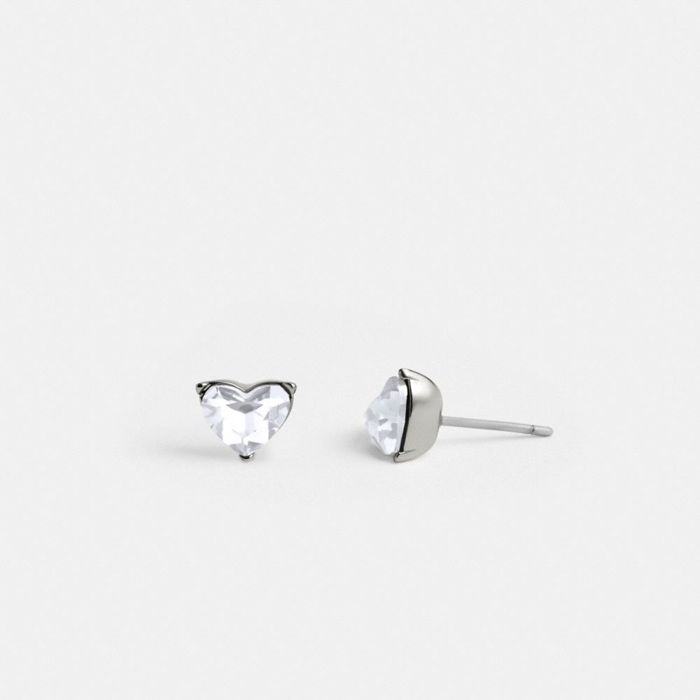 Silver Coach Halo Heart Stud Women Earrings | SG_CH60656