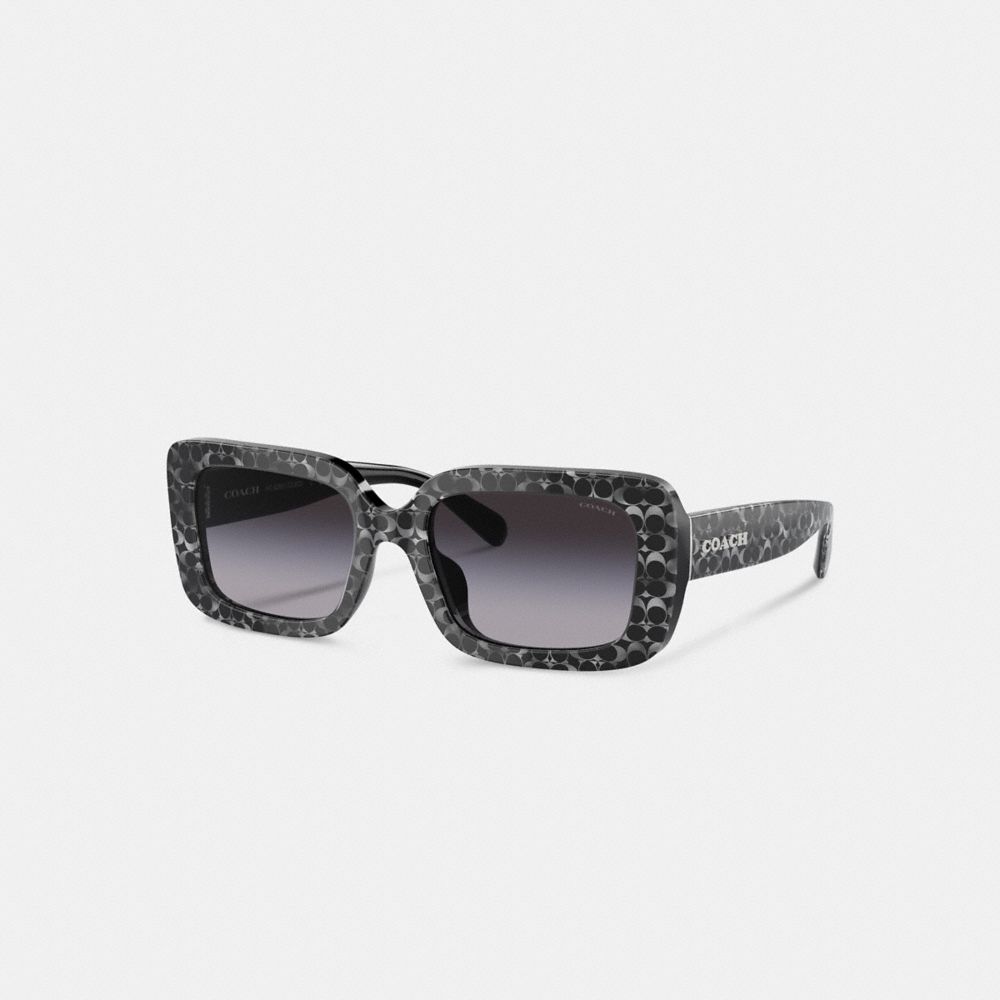 Silver Coach Signature Oversized Rectangle Pearlized Signature Women Sunglasses | SG_CH34322