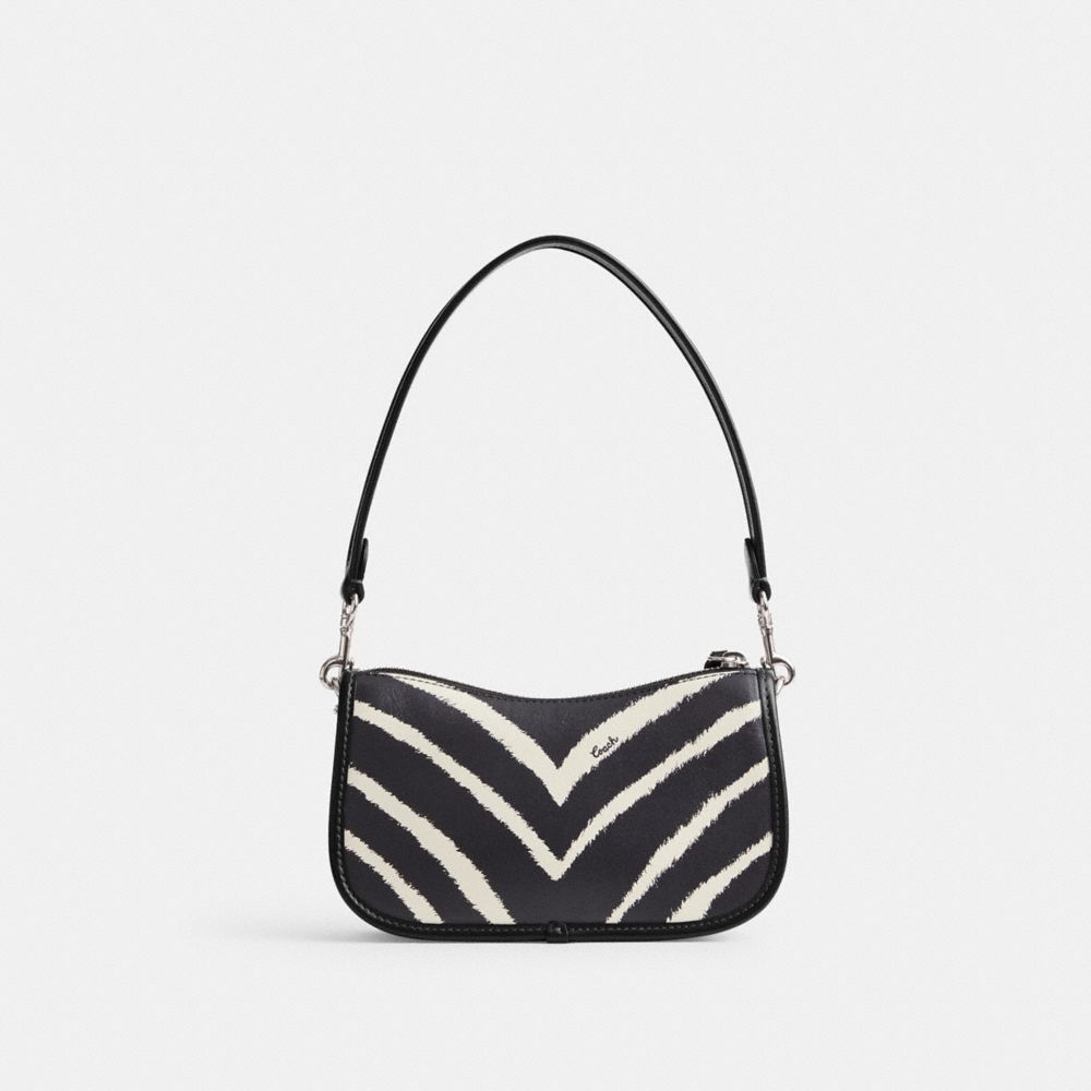 Silver Coach Swinger 20 With Zebra Print Refined Calf Leather Women Shoulder Bags | SG_CH90982