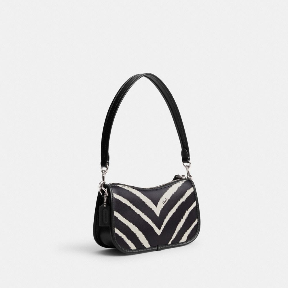 Silver Coach Swinger 20 With Zebra Print Refined Calf Leather Women Shoulder Bags | SG_CH90982