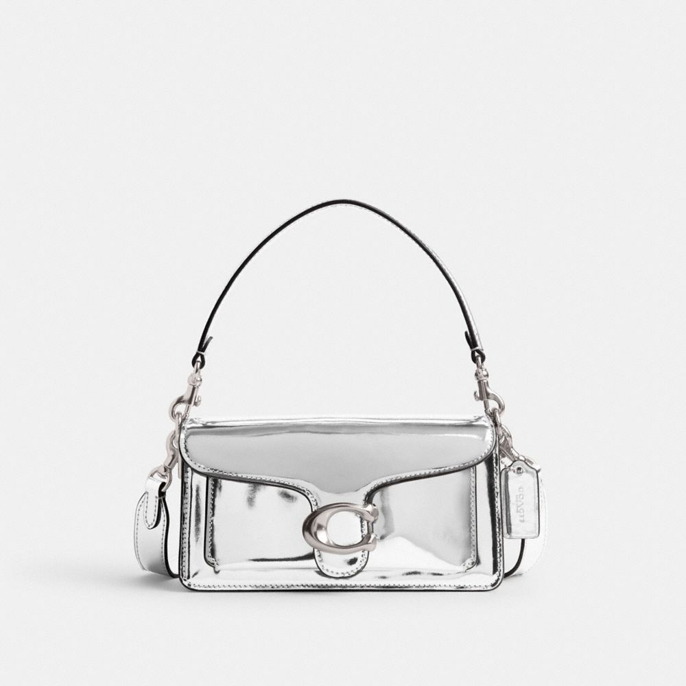 Silver Coach Tabby 20 In Metallic Metallic Leather Women Shoulder Bags | SG_CH69566