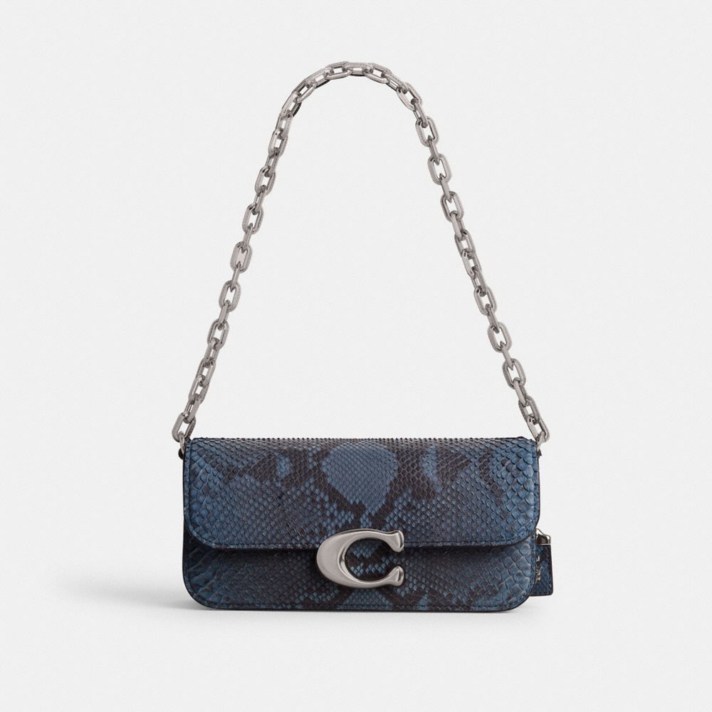 Silver / Blue Coach Idol 23 In Python Women Shoulder Bags | SG_CH89062