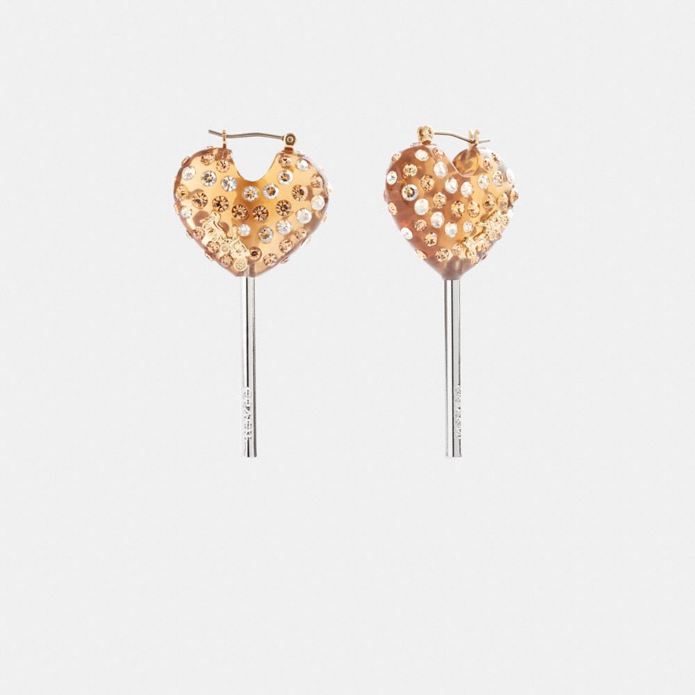 Silver / Gold Coach Heart Lollipop Women Earrings | SG_CH87290