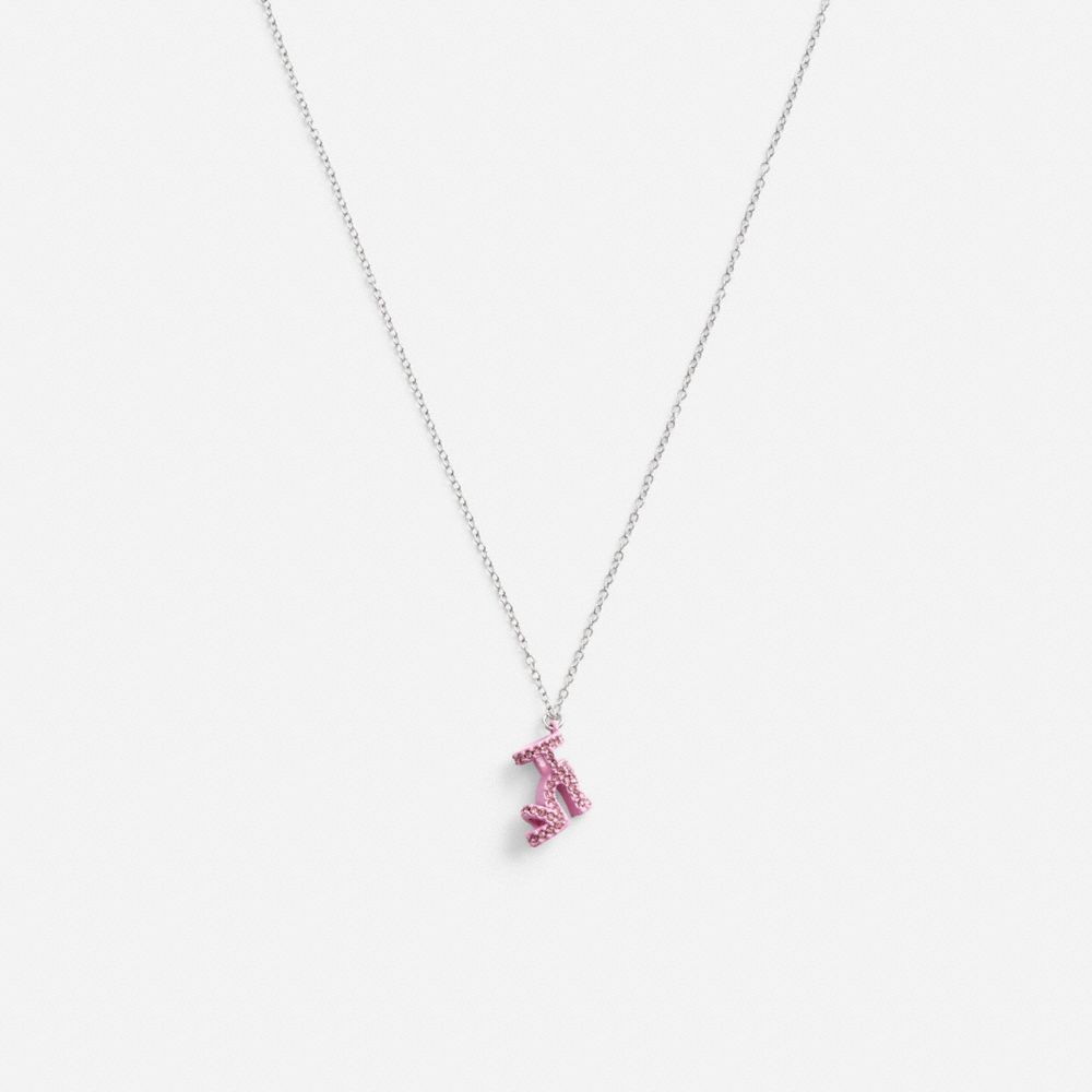 Silver / Pink Coach Stiletto Pendant Women Necklace | SG_CH66886