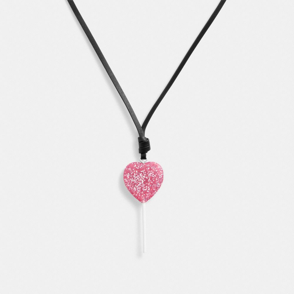 Silver / Pink Coach The Lil Nas X Drop Heart Lollipop Women Necklace | SG_CH62636