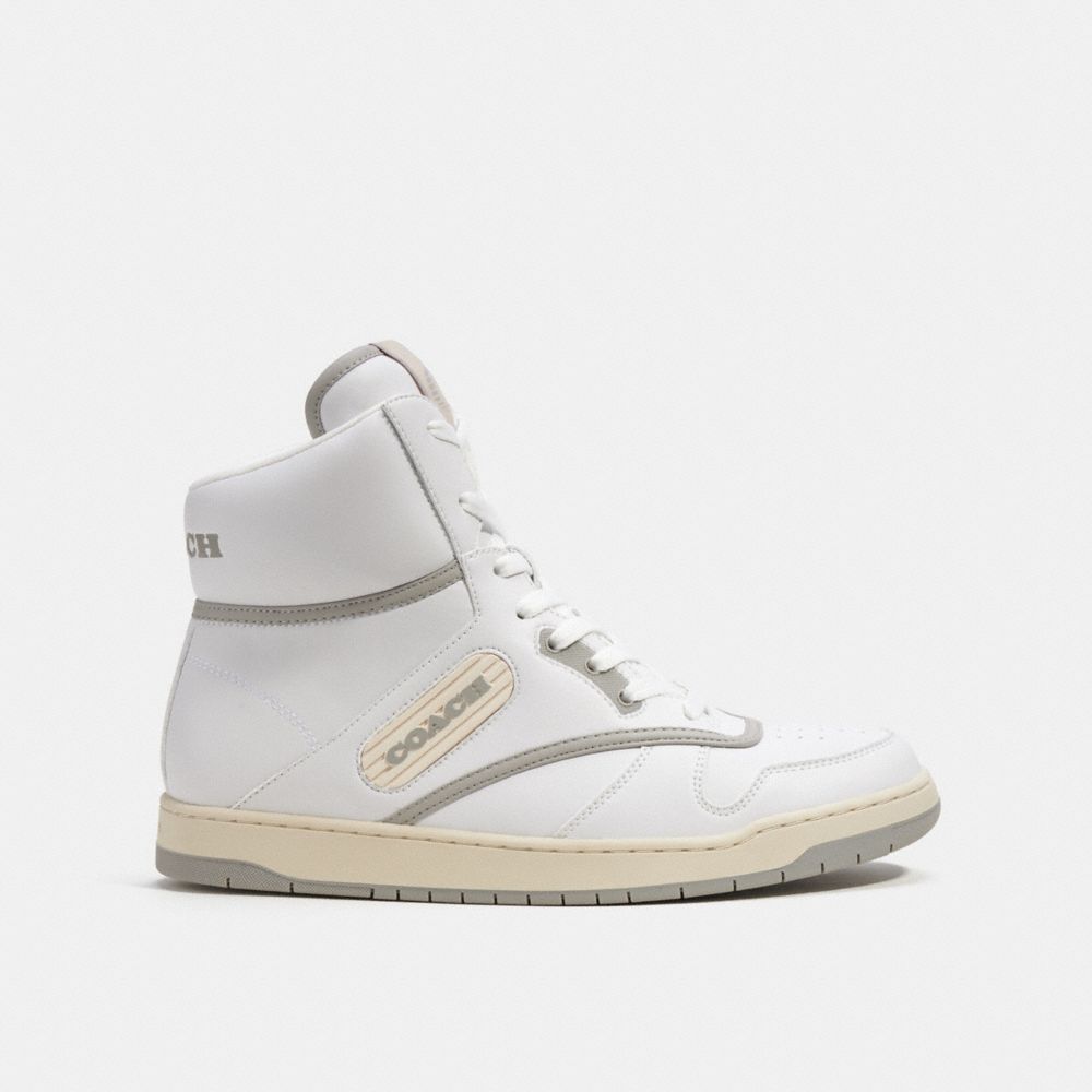 White Coach C202 High Top Optic Men Sneakers | SG_CH98974