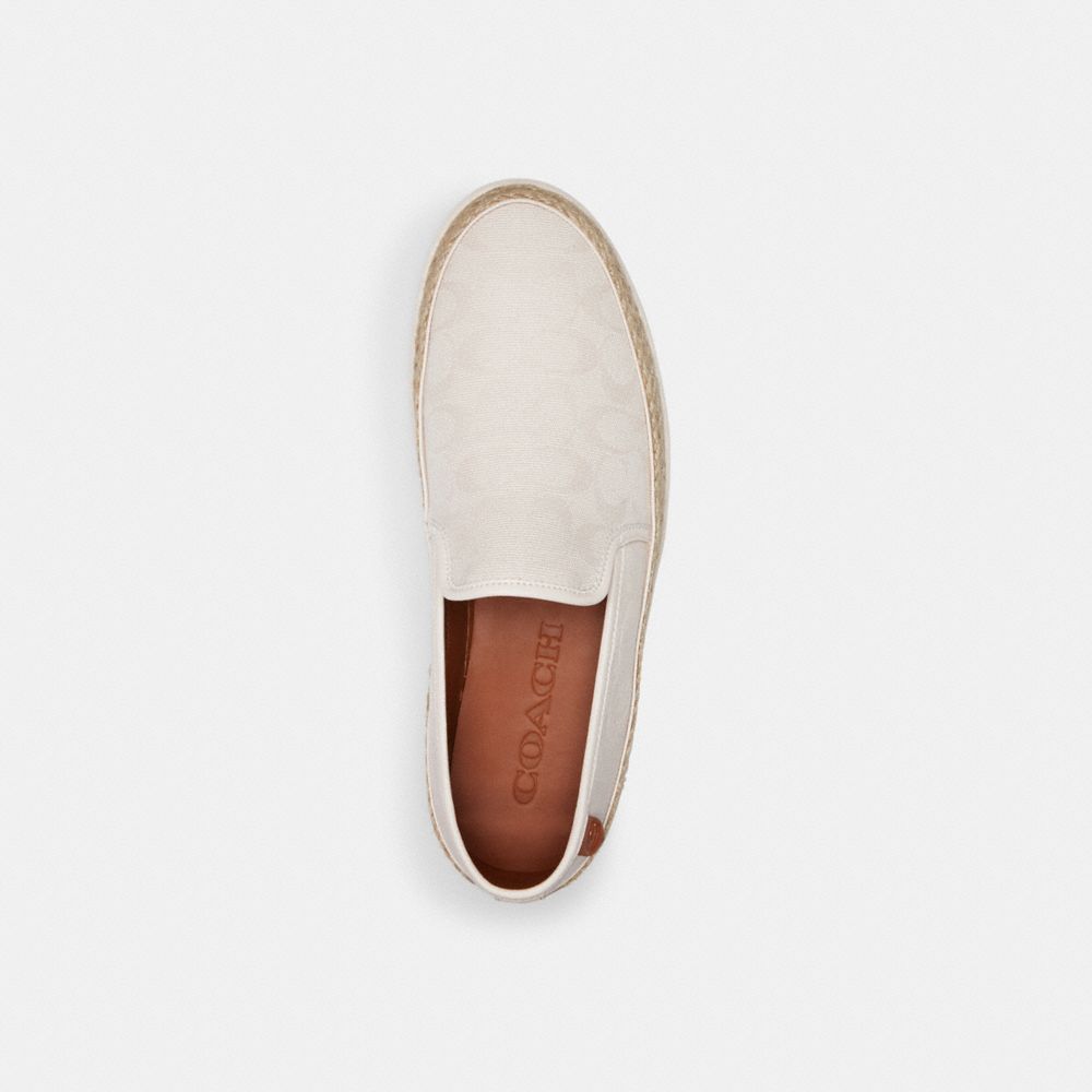 White Coach Miles In Signature Jacquard Chalk Men Espadrille | SG_CH60276