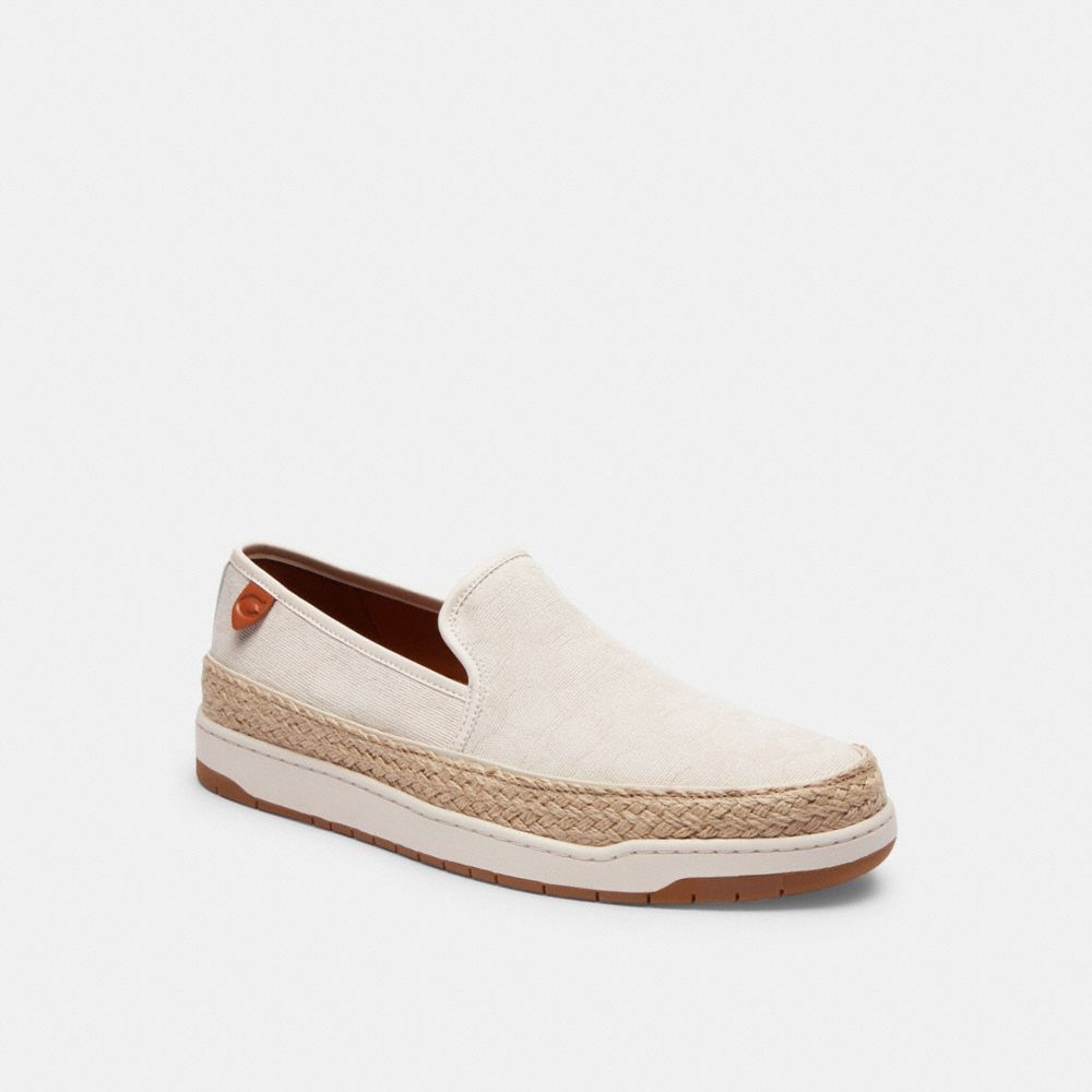 White Coach Miles In Signature Jacquard Chalk Men Espadrille | SG_CH60276