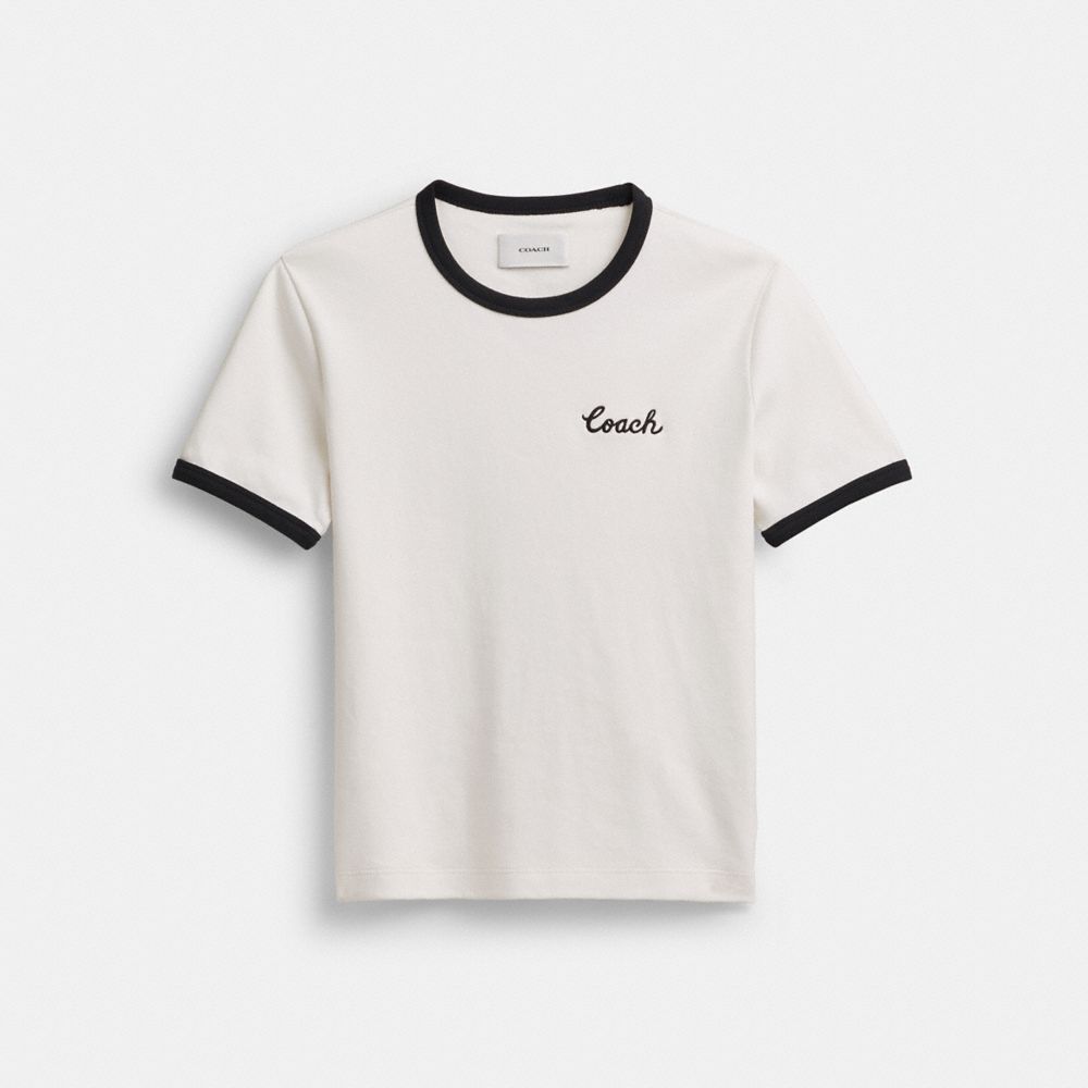 White Coach Ringer Women T Shirts | SG_CH22682