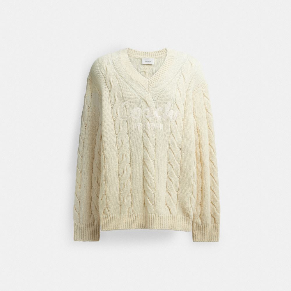 White Coach Signature In Recycled Wool Men Sweaters | SG_CH49383