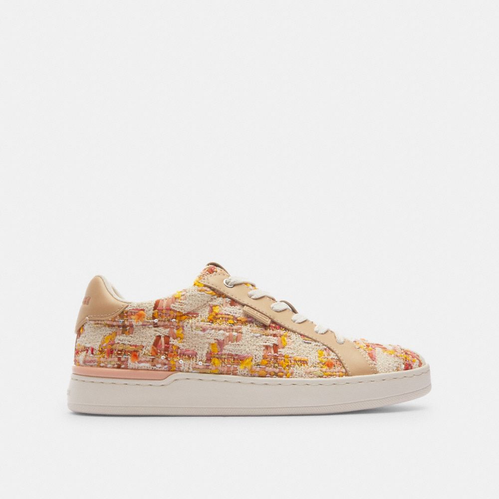 White / Pink Coach Lowline Low Top Neutral Women Sneakers | SG_CH46446