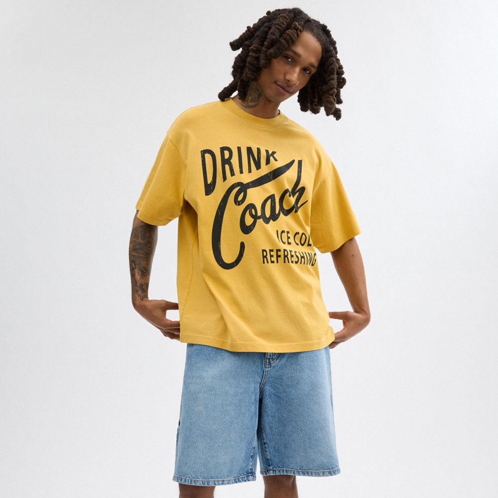 Yellow Coach Americana Men T Shirts | SG_CH58023