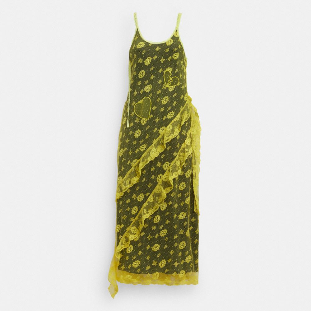 Yellow Coach Ruffle Lace Women Dress | SG_CH36931